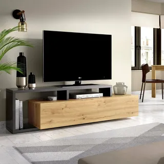 Dmora Maiella TV-Ständer 165 x 40 x 47 cm Eiche Nodes/Braun Holz