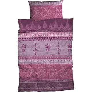 Bettwäsche CASATEX "Indi", lila (winterberry), B/L: 200cm x 200cm, 1 Stk., 2 Stk., Biber, B/L: 40cm x 80cm & 40cm x 80cm, 3 Stk., Biber, Obermaterial: 100% Baumwolle, Bettwäsche, Bettwäsche, romantisch, orientalisch, weich und gemütlich