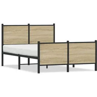 vidaXL Metallbett ohne Matratze Sonoma-Eiche 120x200 cm - Braun
