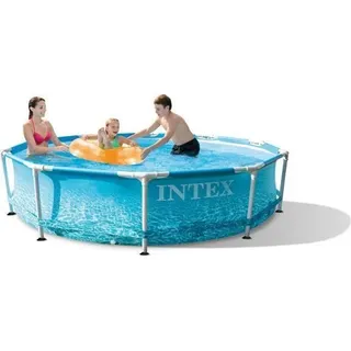 Aufstellpool-Set Intex Metal Frame, 305 x 76 cm, Rund, Inkl. Pumpe und 2 Filterkartuschen, 4,5 m3 - Bunt