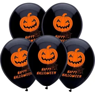 Luftballons mit HALLOWEEN-Kürbis-Aufdruck - 5 Stk.