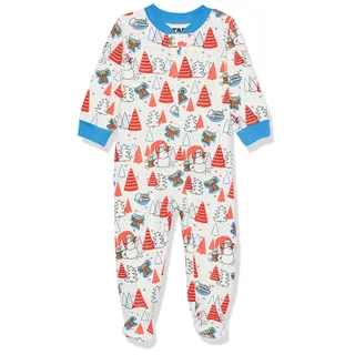 Amazon Essentials Disney | Marvel | Star Wars Unisex Baby Eng anliegender Pyjama aus Baumwolle mit Fuß, Star Wars Mando Winter - Sleep & Play, 6-9 Monate