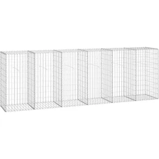 vidaXL Gabionenwand mit Abdeckung Verzinkter Stahl 300×50×100 cm - Silber