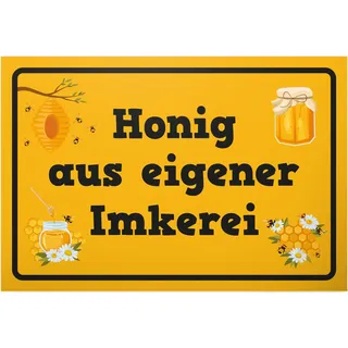 DankeDir! Honig aus eigener Imkerei - 30 x 20 cm Kunststoff Schild - Geschenk Geschenkidee Imker Freunde - Geburtstagsgeschenk Türschild Spruch Wandschild Hinweisschild Hinweis