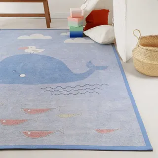 Esprit Kinderteppich »Whale Buddy ESP-005«, rechteckig, 10 mm Höhe, Wendeteppich, Tiermotiv oder Sternenhimmel, Kinderzimmer blau