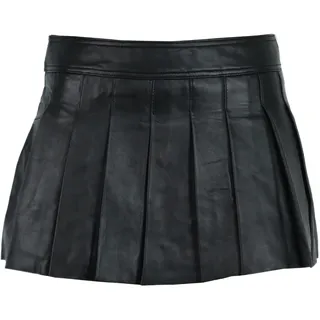 Faltenrock RICANO "Lederrock Pleated Skirt", Damen, Gr. XS, schwarz, Obermaterial: 100% Lammnappaleder LANA., normal mini, Röcke Faltenrock, Handgefertigt aus echtem Leder