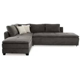 luma-home Eckcouch Cord 4-Sitzer Dunkelgrau