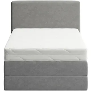 Home Collective Boxspringbett mit Bonnell Matratze, mit Kopfteil, 140 x 200 cm, in Grau , Holzwerkstoff , H2 , 140x200 cm , Schlafzimmer, Betten, Boxspringbetten