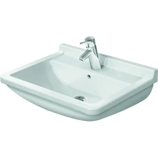 Duravit Waschtisch STARCK 3 mit Überlauf, Hahnlochbank, 1 Hahnloch 600 x 450 mm weiß