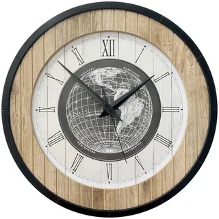 Wanduhr , Schwarz, Weiß, Eichefarben , Holz, Metall, Kunststoff , Fsc, Made in Eu , Dekoration, Uhren, Wanduhren