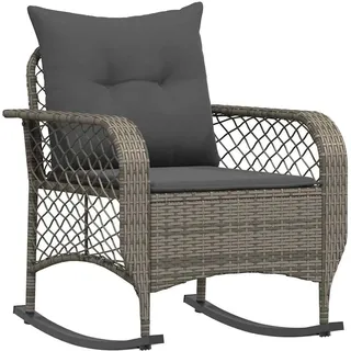vidaXL Garten-Schaukelstuhl mit Kissen Grau Poly Rattan - Grau