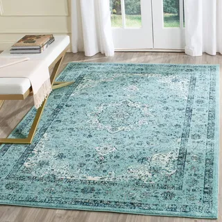 Safavieh Traditionell Teppich für Wohnzimmer, Esszimmer, Schlafzimmer - Evoke Collection, Kurzer Flor, Hellblau und Hellblau, 201 X 274 cm