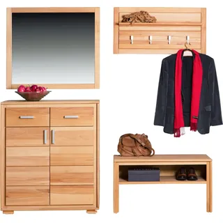 Garderoben Set Genf V Kernbuche Massivholz geölt 4-teilig