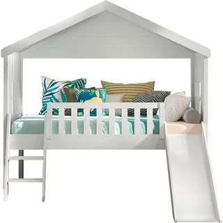 Vipack Hausbett Kiefer 90 x 200 cm massiv weiß lackiert