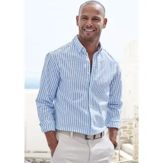 John Devin Langarmhemd »Regular Fit«, Streifenhemd mit Button-down-Kragen, aus reiner Baumwolle John Devin blau-gestreift XXL (45/46)