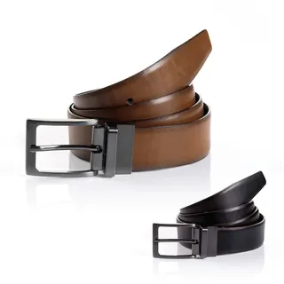 Ledergürtel MONTI "FLORENZ", Herren, Gr. 100, schwarz (schwarz, cognac), Materialmix, Gürtel Ledergürtel, mit flexiblen Gestaltungsoptionen