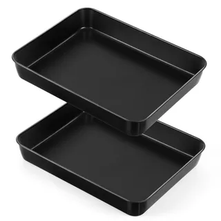 HaWare Antihaft Backblech 2er Set, Edelstahl Kleines Auflaufform Tiefes Ofenblech, Rechteckiges Kuchenform Backform für Brownies Lasagne, 26,5 x 20,6 x 5 cm, Rostfrei & Schwerlast, Leicht zu Reinigen