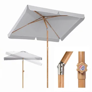 Sekey Balkonschirm Rechteckig Holzoptik 200×125 cm, Verstellbare Höhe & Neigung, UPF 50+ Sonnenschutz - Grau