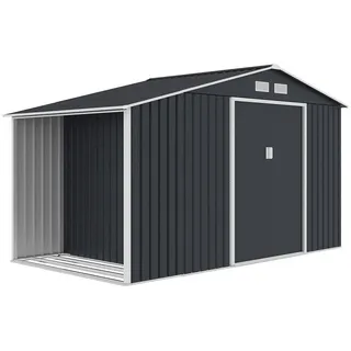 Juskys Metall Gerätehaus mit Holzunterstand 1,91 x 2,77 m