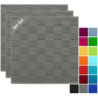 Lashuma Geschirrtücher 100% Baumwolle - Küchenhandtücher & Geschirrhandtücher 50x50 cm Waffelpique & Frottee Grau - Dunkelgrau, 3er Set