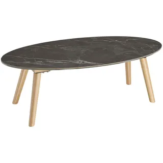 tectake Couchtisch oval Acerra, 100 x 50 x 34,5 cm, natur , Naturfarben , Stein , Oval , 50x34.5x100 cm , Wohnzimmer, Wohnzimmertische, Couchtische