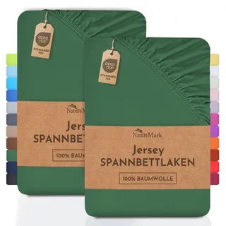 NatureMark Spannbettlaken Jersey 70 x 140 cm dunkelgrün 2 St.