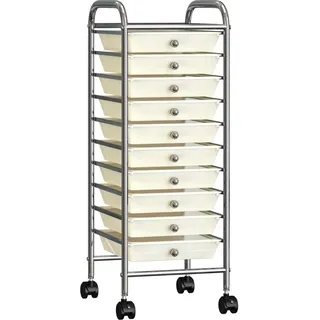 Schubladenwagen mit 10 Schubladen Weiß Kunststoff - Schwarz, Weiß