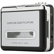 Reshow Kassettenspieler - Tragbarer Kassettenspieler, der MP3-Audio-Musik über USB aufnimmt - kompatibel mit Laptops und PCs - konvertiert Walkman-Kassetten ins iPod-Format (Silber)