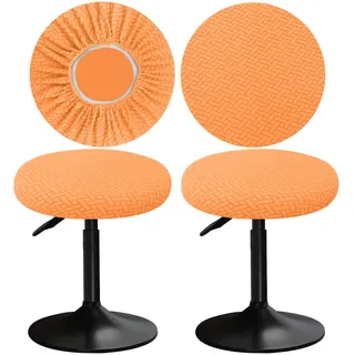 YINGAYOU Hockerbezug Rund 30-40 cm Hocker Bezug Rund mit Jacquard Muster Luxuriöser Stoff Waschbar Dehnbar Wunderschöne Farbe für Runde und Eckige Hocker (2, Orange)