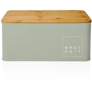 Lumaland Cuisine Brotkasten Rechteckig Bambus Deckel | 30,5 x 23,5 x 14 cm | [Mintgrün]
