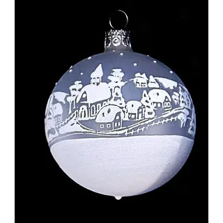 Ornex Set mit 3 dekorativen Kugeln (Ø 7 cm) aus mundgeblasenem und handdekoriertem Glas für Weihnachtsbaum