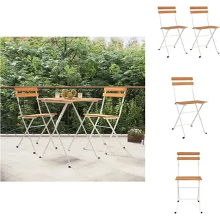 vidaXL Bistrostühle 2 Stk. Klappbar Massivholz Akazie und Stahl - Gartenstühle - Braun