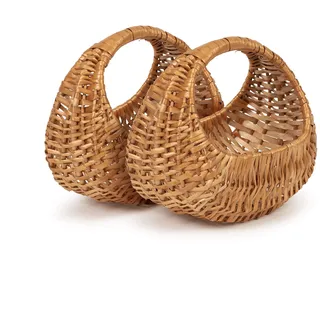 TYSK Design Kinderkorb modern 2er-Set (Größe und Form wählbar) Blumenkorb, Streukörbchen für Blumenkinder/Blumenmädchen, Osterkorb, Kinder-Einkaufskorb, Korb geflochten aus Weide