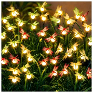 DooYard Solar Libellen Gartenleuchten, dekorative Außenleuchten (4 Stück) | Windschwingendes Design, Verbessertes Solarpanel, Wetterfest, Tag‐Und‐Nacht‐Dekor, Geschenkidee