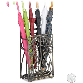 Relaxdays Schirmständer rechteckig 30,5 x 16 x 48,5 cm bronze