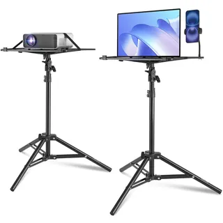Vevor Projektorständer Laptopständer-Stativ, höhenverstellbar von 685 bis 1600 mm, tragbares Projektor-Stativ mit Ablage & Schwanenhals-Telefonhalter, für Filme im Freien Büro zu Hause 5 kg belastbar