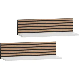 Mid.you Wandboard , Weiß, Eichefarben , Holzwerkstoff , 60x15.7x17.3 cm , Wohnzimmer, Regale, Wandboards