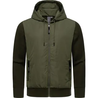 Ragwear Outdoorjacke "Outdoorjacke Ronel" mit Kapuze Leichte Herren Jacke mit weichen Strickärmeln, schwarz olive