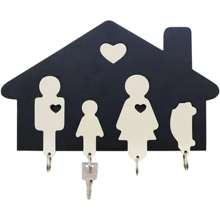 Dekohelden24 Schlüsselbrett inkl. Schlüsselanhänger aus Holz, L/B/H: 25 x 2 x 15 cm.