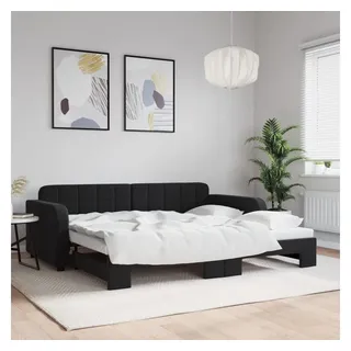 vidaXL Tagesbett Ausziehbar Schwarz 90x200 cm Samt