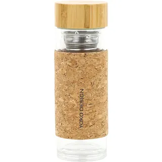YOKO DESIGN - Teekanne aus Glas, doppelwandig, naturfarben, 350 ml, mit Schutz aus Kork