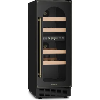 Klarstein Einbau-Weinkühlschrank, Kleiner Getränkekühlschrank Schmal, 2 Zonen Weinkühlschrank mit Glastür, Indoor/Outdoor Beersafe, Kühlschrank Klein mit UV-Schutz, 5-22°C, 17 Flaschen