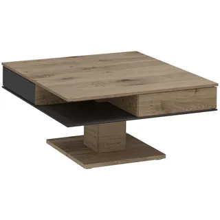 Voglauer Couchtisch , Anthrazit, Eichefarben , Holz, Glas , Altholz, Eiche , mehrschichtige Massivholzplatte (Tischlerplatte) , 2 Schubladen , quadratisch , eckig, Bodenplatte , 90x46x90 cm , Goldenes M, Made in Austria , Stauraum , Holzmöbel, Holztische, Wohnzimmertische Holz, Couchtische Holz