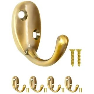 Fuxxer Garderobenhaken Eisen Wandhaken Kleiderhaken Handtuchhaken Vintage 4 Stück Gold
