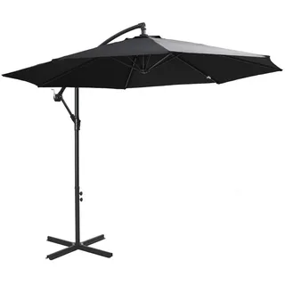 Outsunny Sonnenschirm, Stahl, Polyester, Schwarz , Metall , 300x300 cm , Sonnenschutz, Ampelschirme