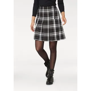 Faltenrock ANISTON CASUAL, Damen, Gr. 38, schwarz-weiß (schwarz, weiß, kariert), Web, Obermaterial: 63% Polyester, 34% Viskose, 3% Elasthan. Futter: 100% Polyester, kariert, A-Linie kniefrei, Röcke Faltenrock, mit Zierreißverschluss im Vorderteil, Topseller