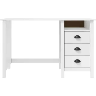vidaXL Schreibtisch Hill mit 3 Schubladen 120x50x74 cm Kiefernholz - Weiß