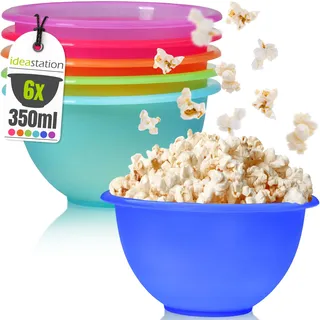 idea-station NEO Plastikschüssel Set bunt - 6 Stück - 13 cm / 350 ml | BPA-frei - Bruchsicher - Mehrweg - spülmaschinenfeste Plastik Schälchen - perfekte kleine Schüsseln für Müsli, Salat, Snack