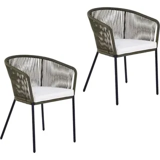 Gartenstuhl Lounge Stuhl 2er Set Gartensessel Rope Loungesessel Outdoor Oliv