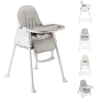 Kikkaboo Hochstuhl Creamy 2in1, Tablet abnehmbar, Höhe verstellbar, 3-Punkt-Gurt grau - Grau